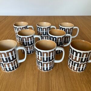 Lot of 8 Vintage 70's Fitz & Floyd Neiman Marcus Coffee Mug Cup Logo Helvetica